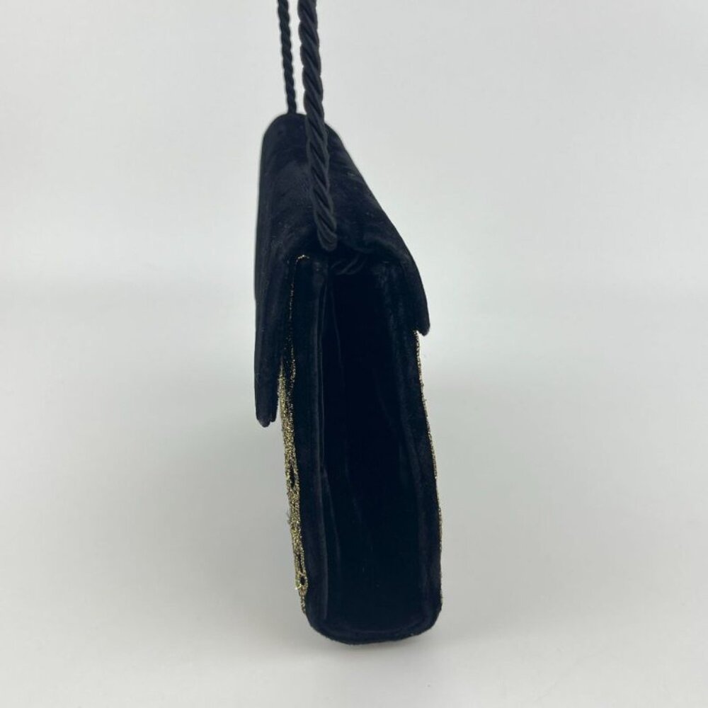 ★SOLD★ Fendi Shoulder Bag Pochette Black Velour Vintage - Picture 6 of 16